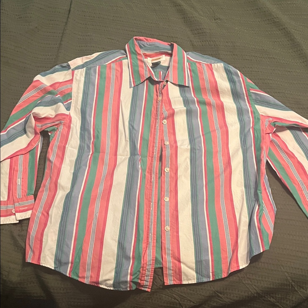 Talbots Multicolor Striped Button Down Shirt - image 1